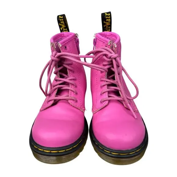 Dr. Martens Kids Pink Leather Lace Up Combat Boots Size US 9 - Picture 6 of 11